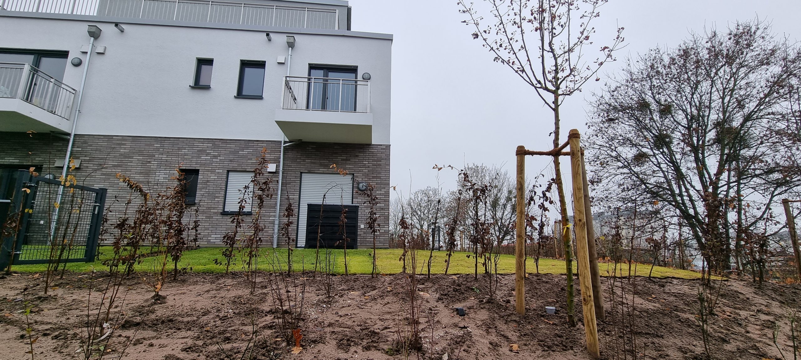 Moderne Neubau-Erdgeschosswohnung mit 110 m² Garten, Tiefgaragenstellplatz und Blick auf den Johannesberg